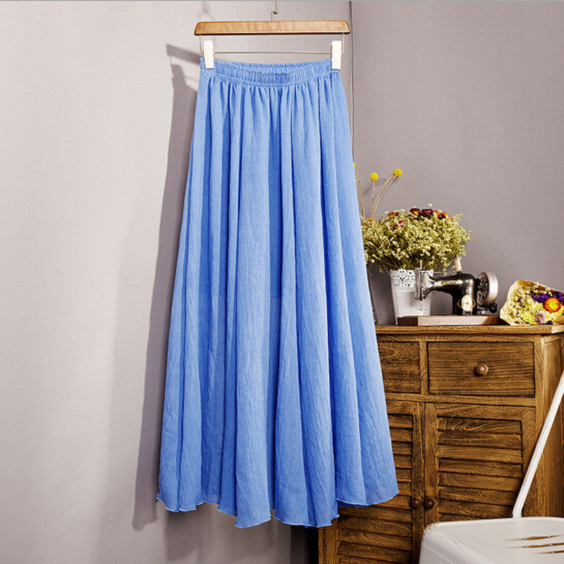 Online discount shop Australia - Lace Girl Fashion Women Linen Cotton Long Skirts Autumn Women Pleated Maxi Skirts Retro Ladies Slim Elastic Waist Casual Skirt