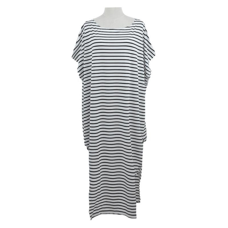 Women Loose Long Maxi Dress Striped Batwing Sleeve Off shoulder Split Casual Beach Dresses Wear Plus Size Vestidos