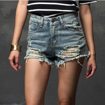 Online discount shop Australia - Fashion Short Jeans Summer Women High Waist Denim Shorts Frayed Hole Female Super Cool Flash Shorts XS-5XL Pantalon Femme