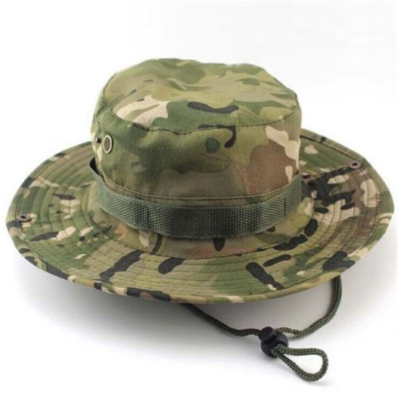 Online discount shop Australia - Camouflage Bucket Hats Wide Brim Sun Cap Ripstop Camo Fishing Hunting Hiking Men Safari Jungle with String Boonie Hat