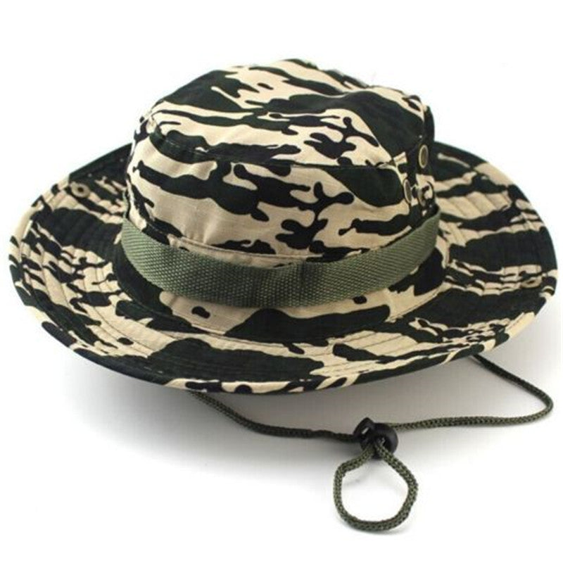 Online discount shop Australia - Camouflage Bucket Hats Wide Brim Sun Cap Ripstop Camo Fishing Hunting Hiking Men Safari Jungle with String Boonie Hat