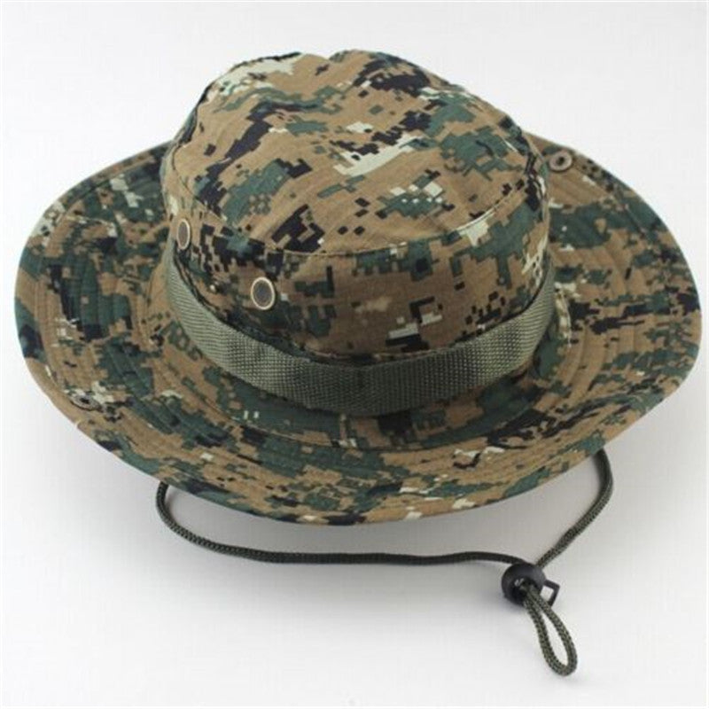 Online discount shop Australia - Camouflage Bucket Hats Wide Brim Sun Cap Ripstop Camo Fishing Hunting Hiking Men Safari Jungle with String Boonie Hat