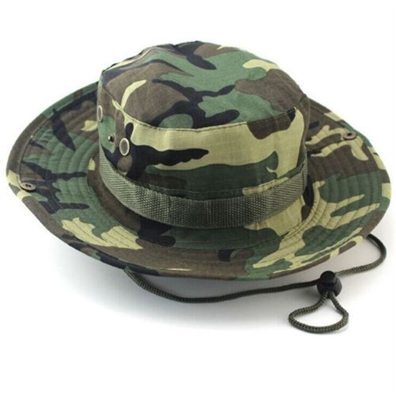 Online discount shop Australia - Camouflage Bucket Hats Wide Brim Sun Cap Ripstop Camo Fishing Hunting Hiking Men Safari Jungle with String Boonie Hat