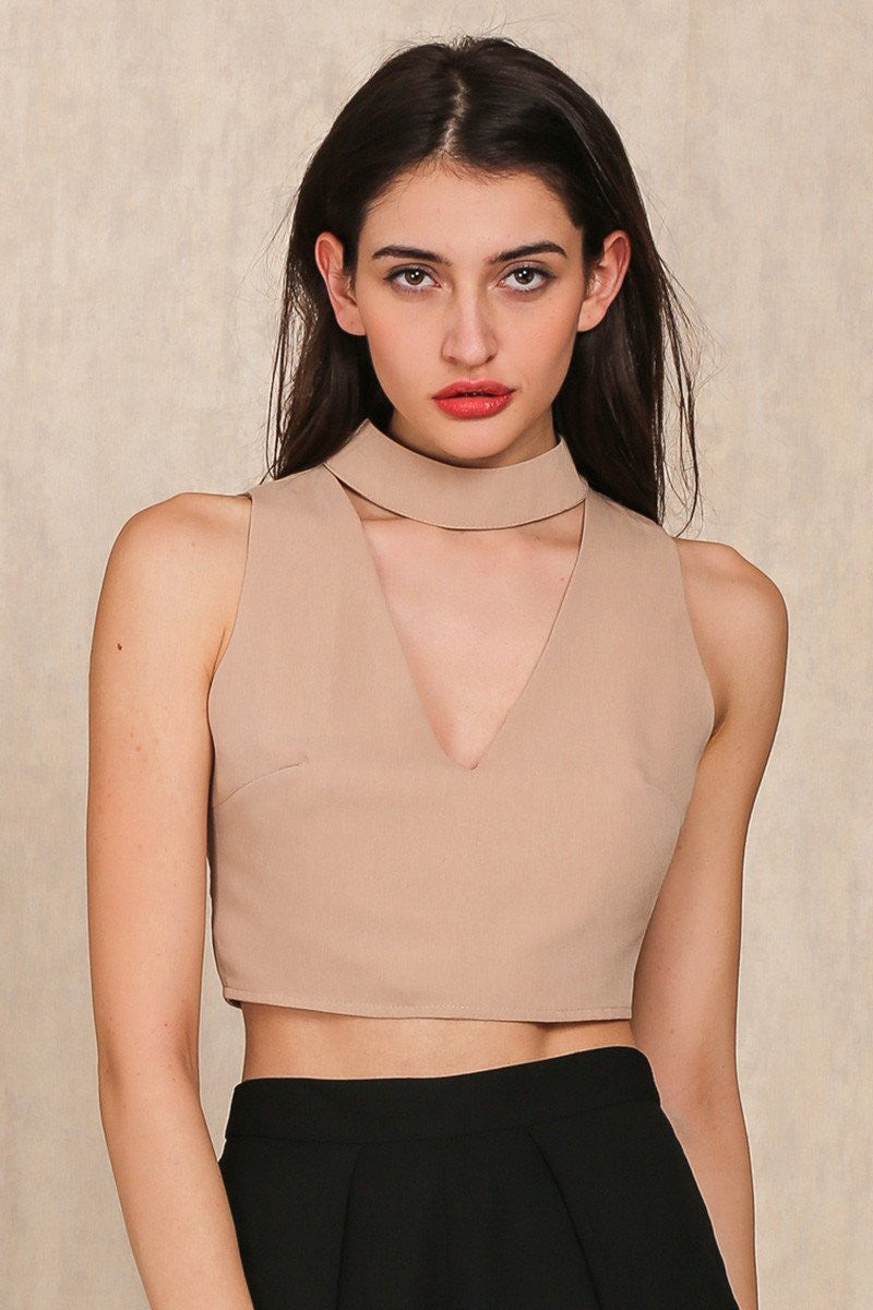 V Nek Sleeveless High Neck Cropped Tank Top Women Halter Girls Fitness Short Crop Tops White