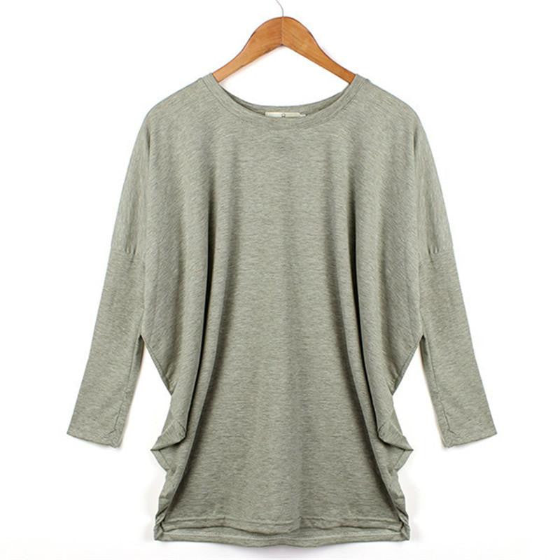 Slim Women Black Gray Cotton Long Slim Sleeve Loose Shirt Dress Plus Size Tops Tees