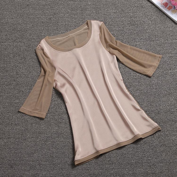 women blouses silk chiffon tops for women plus size xxxl o-neck half sleeve green formal work wear blouse Female 047