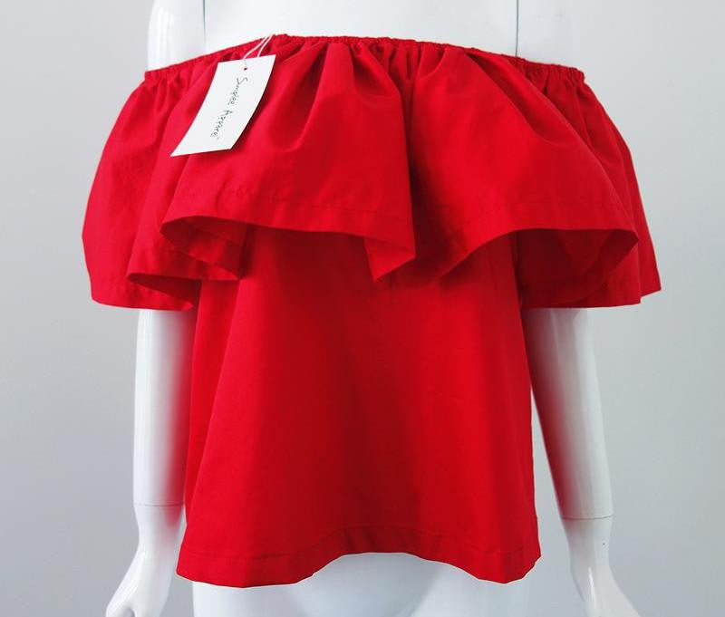 off shoulder women blouse shirt crop tops slash neck ruffle party tees Girls beach tube top