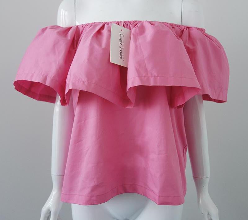 off shoulder women blouse shirt crop tops slash neck ruffle party tees Girls beach tube top