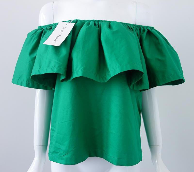 off shoulder women blouse shirt crop tops slash neck ruffle party tees Girls beach tube top