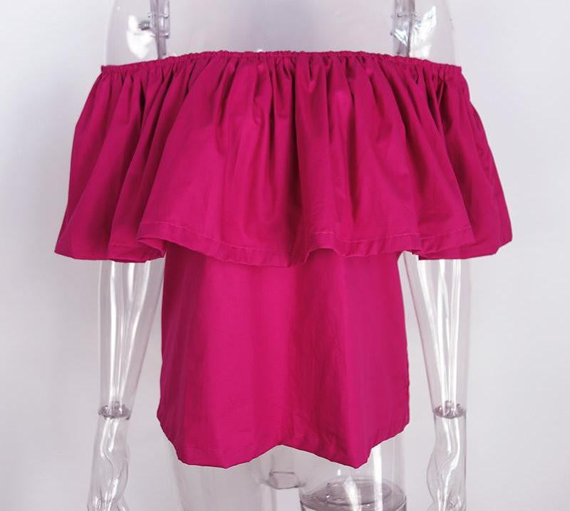 off shoulder women blouse shirt crop tops slash neck ruffle party tees Girls beach tube top