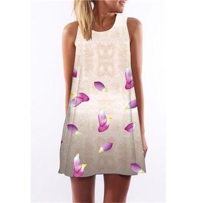 Summer Cartoon Print Dress Hippie Women Beach Dress Fashion Female Plus Size Women Clothing Mini Dress