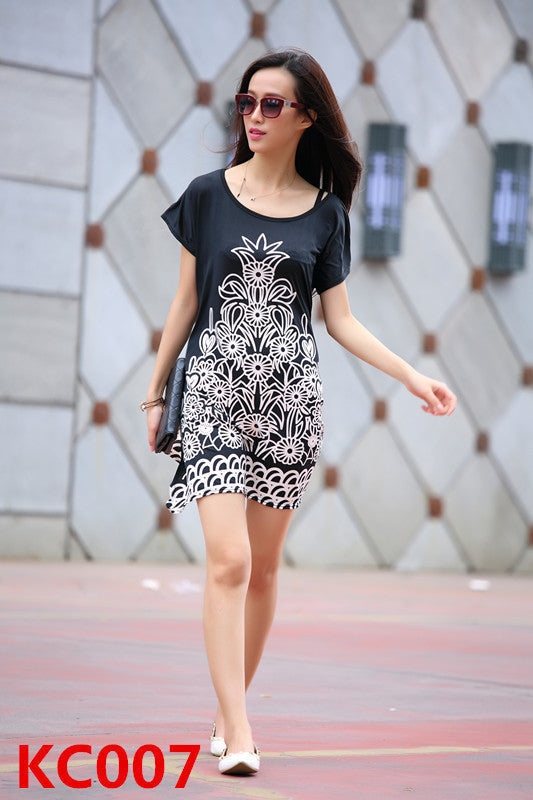 summer dress short sleeve vestidos o-neck casual bohemian dresses print long women tunic tops plus size roupa femininas