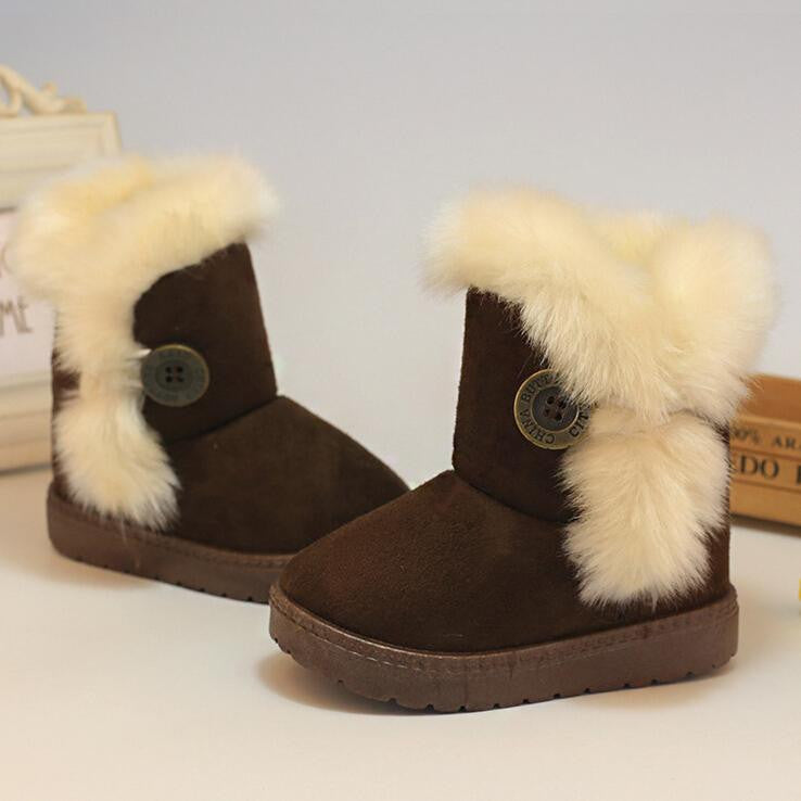 Winter Children Boots Thick Warm Shoes Cotton-Padded Suede Buckle Boys Girls Boots Boys Kids Shoes Insoles 13.5-20.5CM-Dollar Bargains Online Shopping Australia