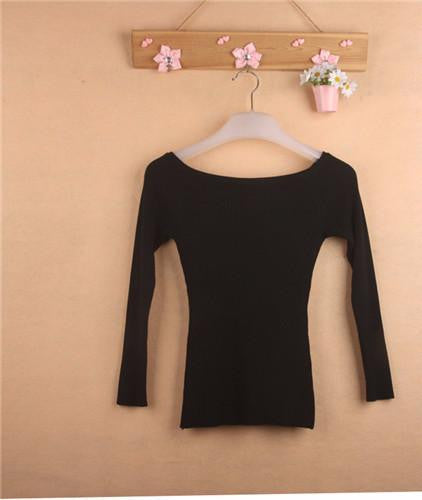 and Women Basic Pullover Sweaters female slit neckline Strapless Sweater thickening sweater top thread slim