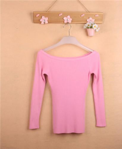 and Women Basic Pullover Sweaters female slit neckline Strapless Sweater thickening sweater top thread slim