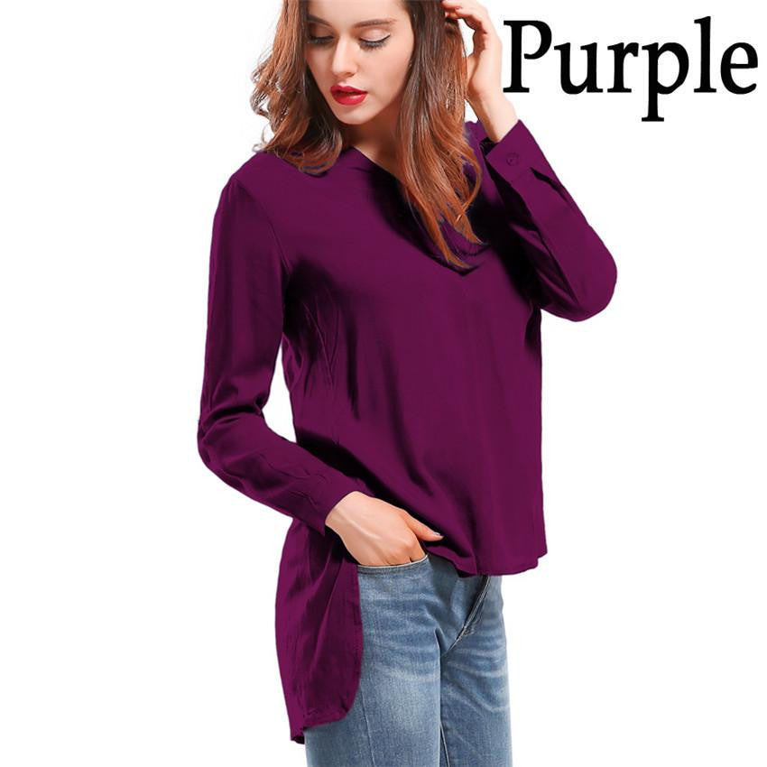 Women Blouses Long sleeve Shirts Solid V-neck Cotton Vintage Shirt Wild Casual Streetwear Loose Tops Women Plus Size Blouse