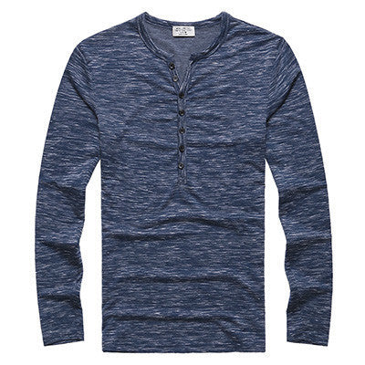 Men Henley Shirt Tee Tops Long Sleeve Stylish Slim Fit T-shirt Button placket Casual men Outwears Popular Design