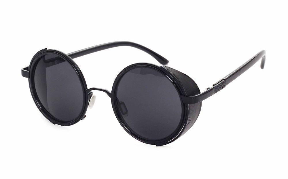 Steampunk Sunglasses Women Round Glasses Goggles Men Side Visor Circle Lens Unisex Vintage Retro Style Punk