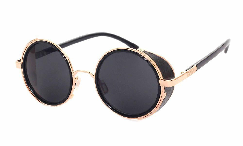 Steampunk Sunglasses Women Round Glasses Goggles Men Side Visor Circle Lens Unisex Vintage Retro Style Punk