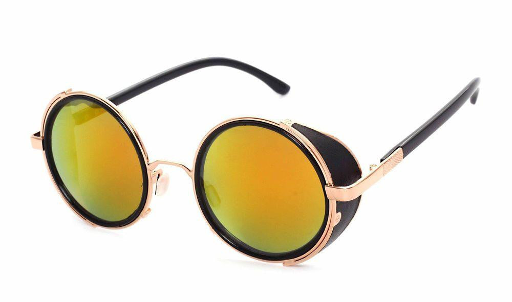 Steampunk Sunglasses Women Round Glasses Goggles Men Side Visor Circle Lens Unisex Vintage Retro Style Punk