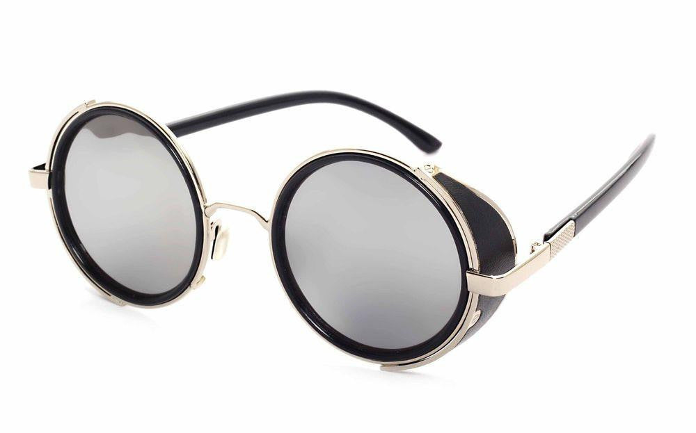 Steampunk Sunglasses Women Round Glasses Goggles Men Side Visor Circle Lens Unisex Vintage Retro Style Punk