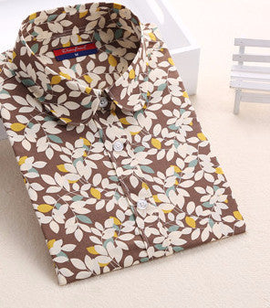 Online discount shop Australia - Floral Women Shirts Long Sleeve Shirt Women Tops Cotton Turn-down Collar Casual Blouse Womens Tops