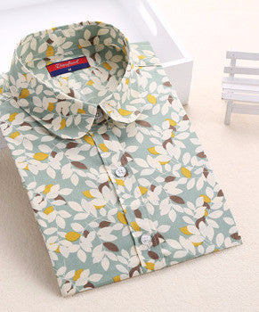 Online discount shop Australia - Floral Women Shirts Long Sleeve Shirt Women Tops Cotton Turn-down Collar Casual Blouse Womens Tops