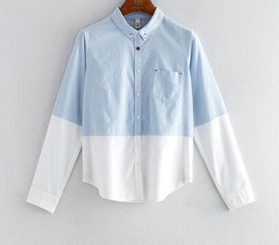 Style Women Full Sleeve Blouse All-Match Single-Breasted Occupation Gradient Color Shirts