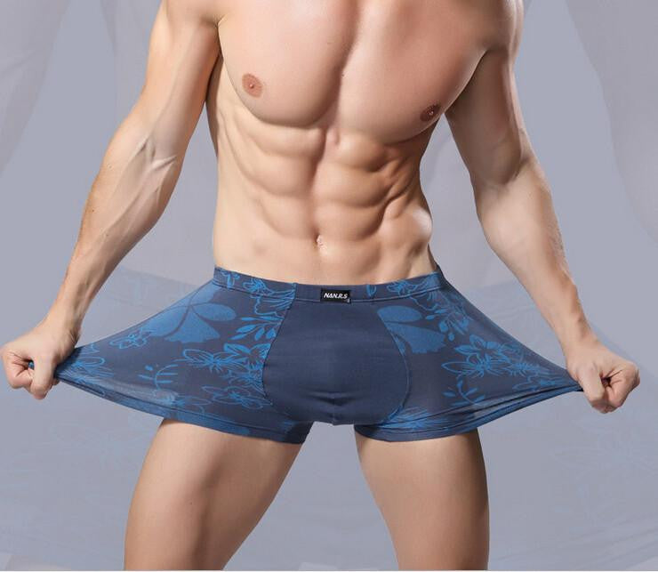 Soft breathable Bamboo fiber Men Underwear U convex corner men's modal Flower printed pants Boxers Shorts