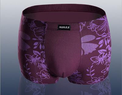 Soft breathable Bamboo fiber Men Underwear U convex corner men's modal Flower printed pants Boxers Shorts