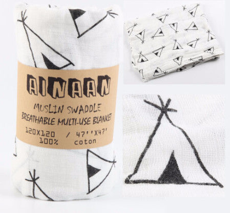 Online discount shop Australia - Ainaan Muslin Cotton Baby Swaddles For Newborn Baby Blankets Black & White Gauze Bath Towel