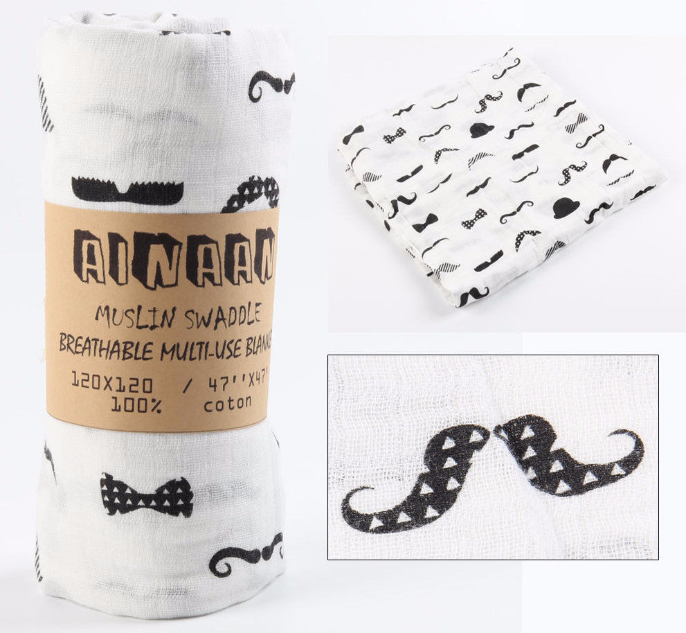 Online discount shop Australia - Ainaan Muslin Cotton Baby Swaddles For Newborn Baby Blankets Black & White Gauze Bath Towel