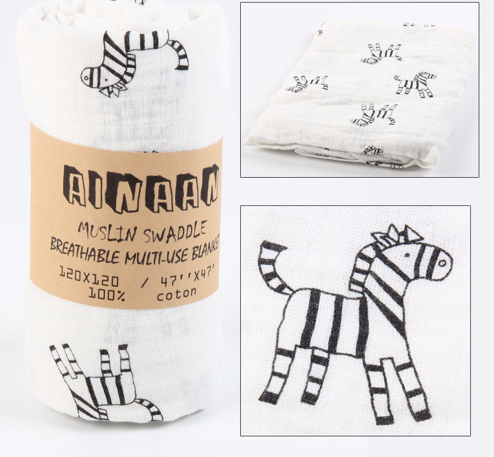 Online discount shop Australia - Ainaan Muslin Cotton Baby Swaddles For Newborn Baby Blankets Black & White Gauze Bath Towel