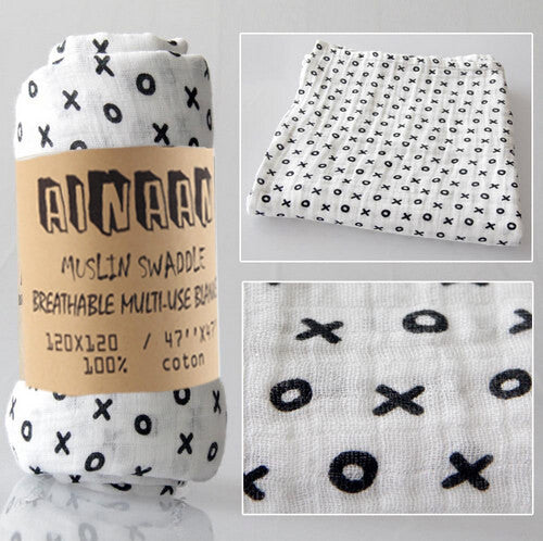 Online discount shop Australia - Ainaan Muslin Cotton Baby Swaddles For Newborn Baby Blankets Black & White Gauze Bath Towel