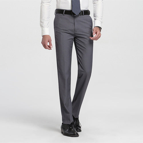 Online discount shop Australia - Men's Gray-Solid Suit Separate Pant Flat-Front Slim Fit Unelastic Lightweight Wrinkle-resistant Business Dress Pants