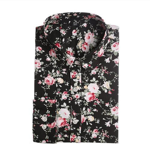 Vintage Women Shirts Long Sleeves Cotton Blouses Turn Down Collar Floral Shirts Fashion Women Shirt Tops