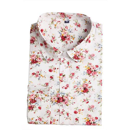 Vintage Women Shirts Long Sleeves Cotton Blouses Turn Down Collar Floral Shirts Fashion Women Shirt Tops