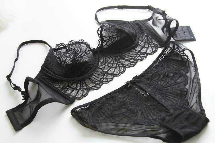 Online discount shop Australia - Brand Women Bra Set Full Transparent Lace Bra And Panty Set Underwear Sexy Push Up Bra Brief Sets sous B38