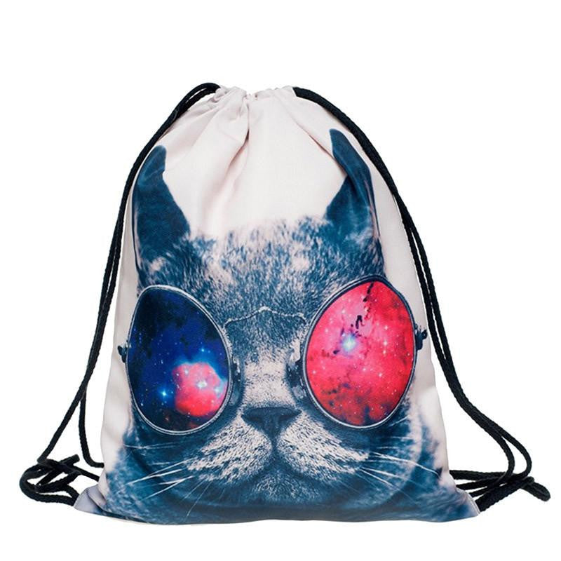 Storage Bag 3D Cat Printed Fashion Women Drawstring Shopping Bag 30*39cm/11.8*15.4'' 1PCS/Lot