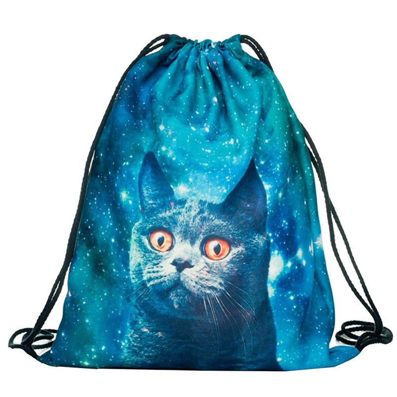 Storage Bag 3D Cat Printed Fashion Women Drawstring Shopping Bag 30*39cm/11.8*15.4'' 1PCS/Lot
