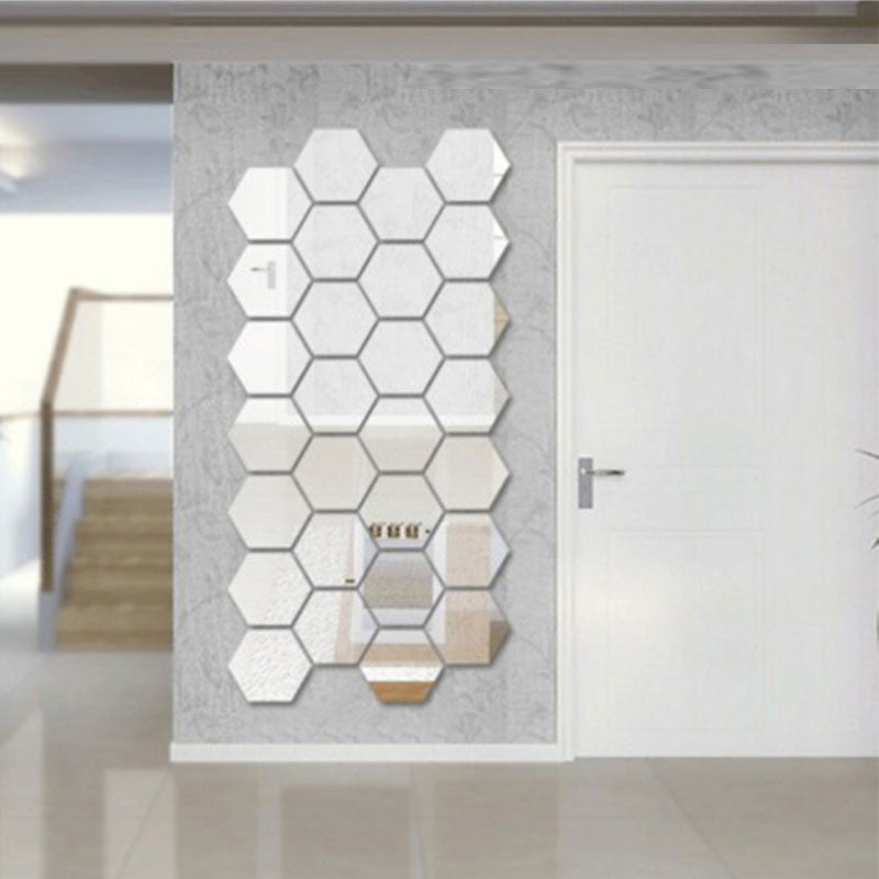 Three-dimensional hexagonal 7 Piece Wall Decoration Acrylic Mirrored Decorative Sticker Room Decoration DIY Wall Art Home Decor-Dollar Bargains Online Shopping Australia