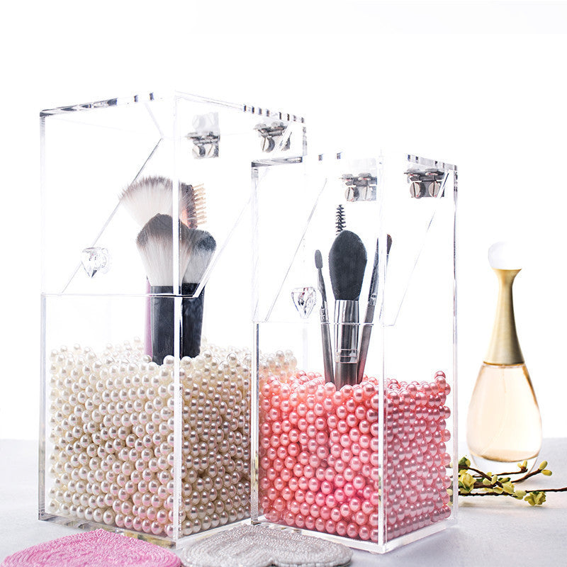 Online discount shop Australia - Crystal Acrylic Makeup brush Organizer cosmetic storage box Makeup tool Flashing pencil holder Lipstick Organizer cosmetic case