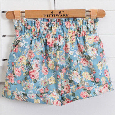 Online discount shop Australia - Fashion European Style Floral Cotton Female Shorts For Women Plus Size Casual High Waist Ladies Short Pants Girl D07