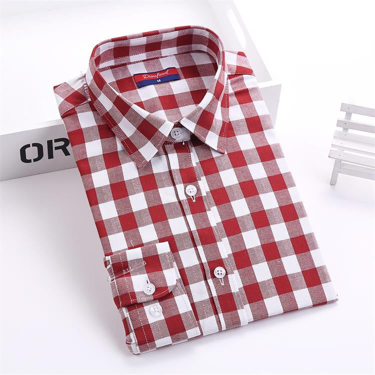 Online discount shop Australia - Cotton Plaid Shirts Women Blouses Long Sleeve Ladies Office Tops Flannel Shirt Plus Size Clothing For Women