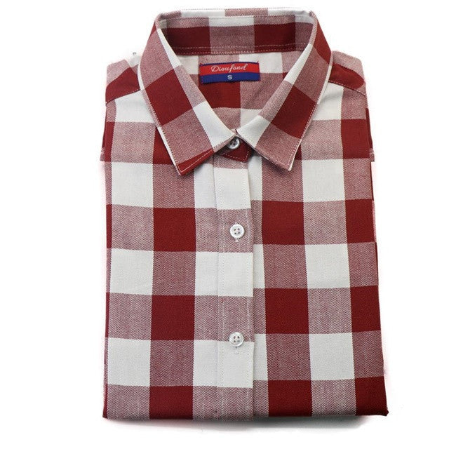 Online discount shop Australia - Cotton Plaid Shirts Women Blouses Long Sleeve Ladies Office Tops Flannel Shirt Plus Size Clothing For Women