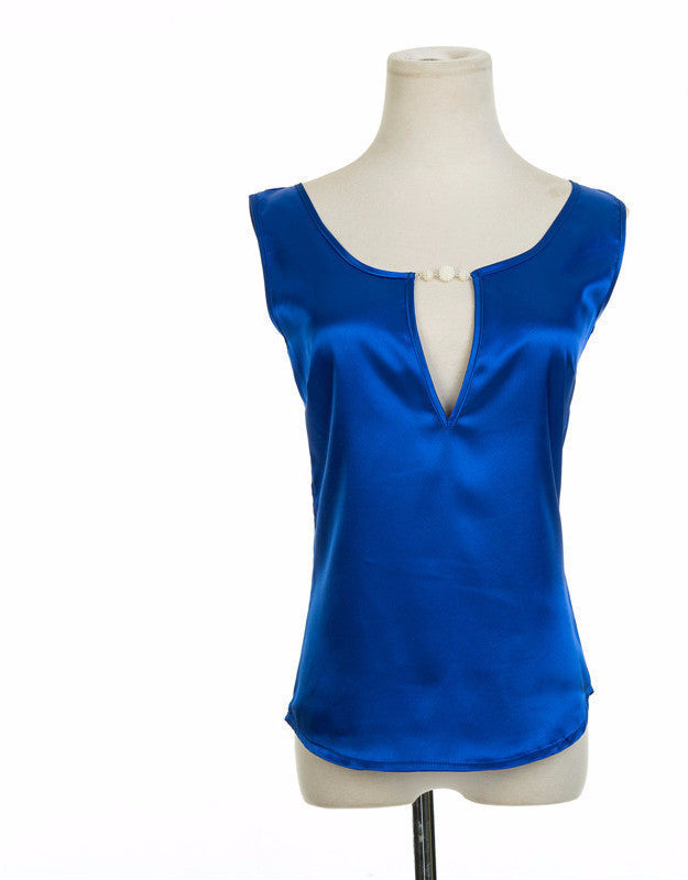 Online discount shop Australia - Blouses Sexy Beading V Collar Women Top Tees Crochet Solid Shoulder Sleeveless Loose Female Shirts S M L XL XXL XXXL