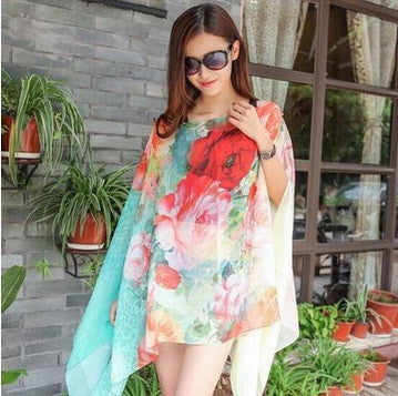 Online discount shop Australia - chiffon printed loose cardigan shawl female thin beach Scarves kimono scarf cardigan Chiffon sexy Bikini cover up