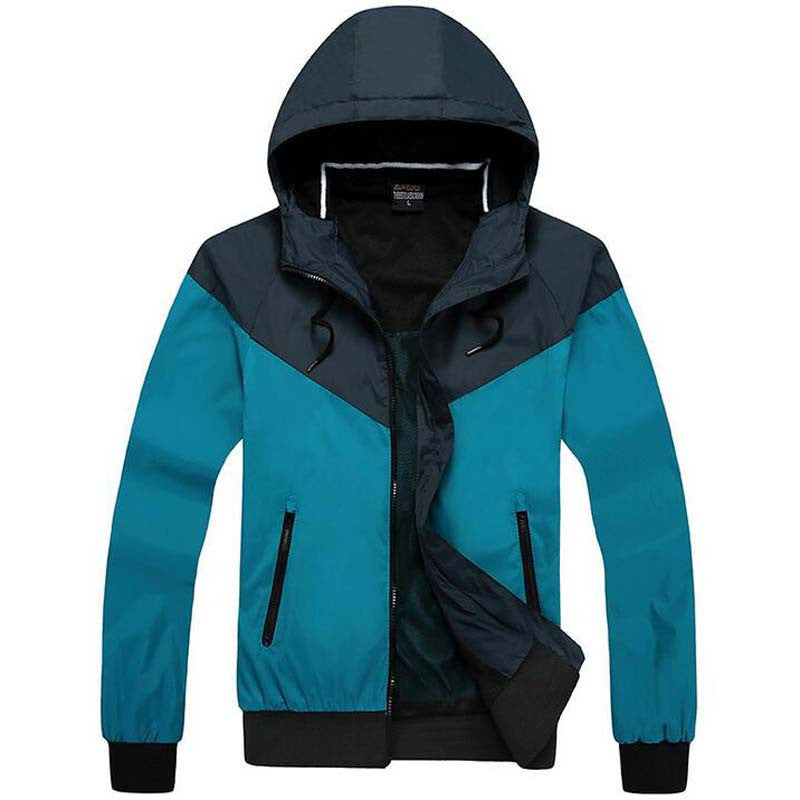 Online discount shop Australia - Men's Jacket Causal Slim Patchwork Thin With Hooded Sunscreen
