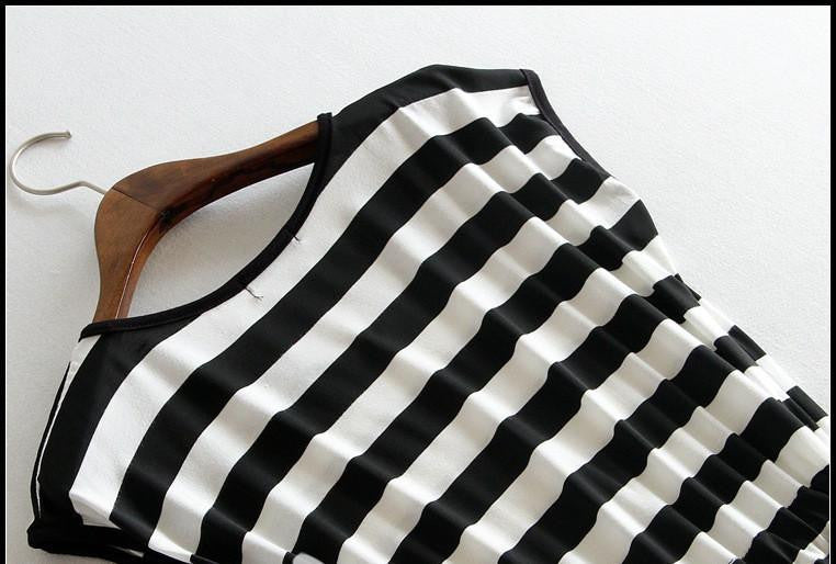 Summer dress Casual Stripe women summer dress tank sleeveless dresses casual solid color