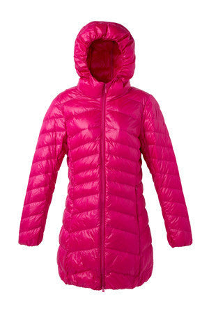 Down Jacket Hooded Duck Down Jackets Women Slim Long Sleeve Parka Zipper Coats Pockets Solid Women Ultra Light